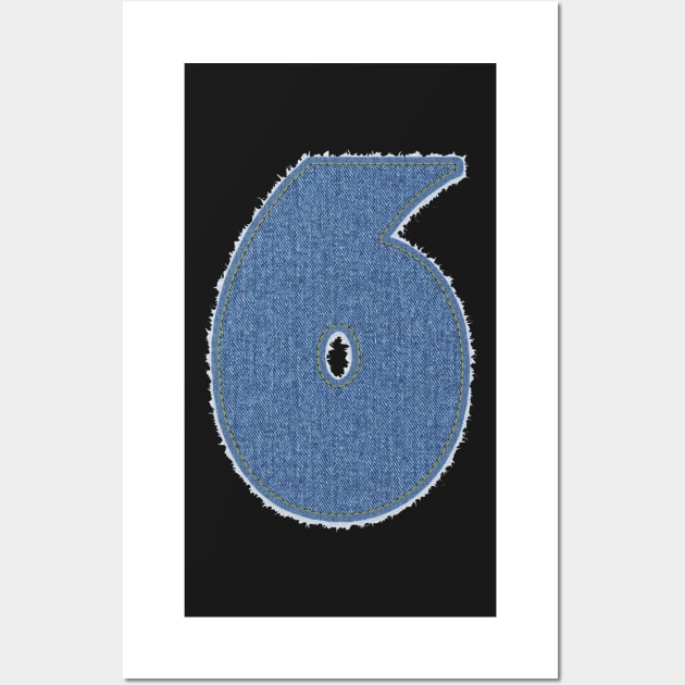 Number Six Blue Denim Wall Art by jngraphs